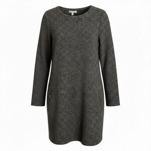 Le Lis Boucle Long Sleeve Zip Pockets Pullover Mini Sweater Dress Gray Medium